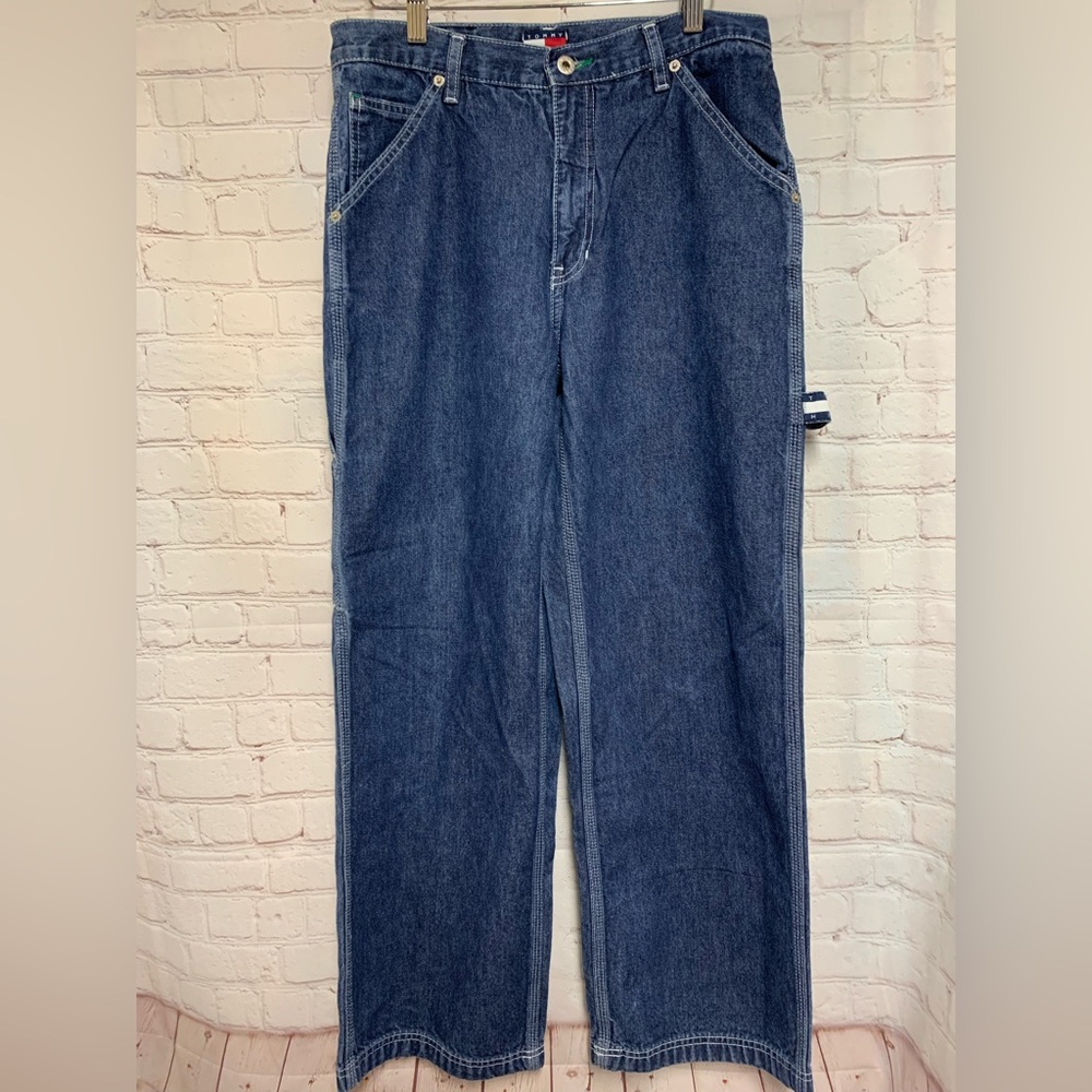 Vintage Tommy Hilfiger Relaxed Fit Wide Leg Carpenter Jeans Size 7 30” - Picture 2 of 7